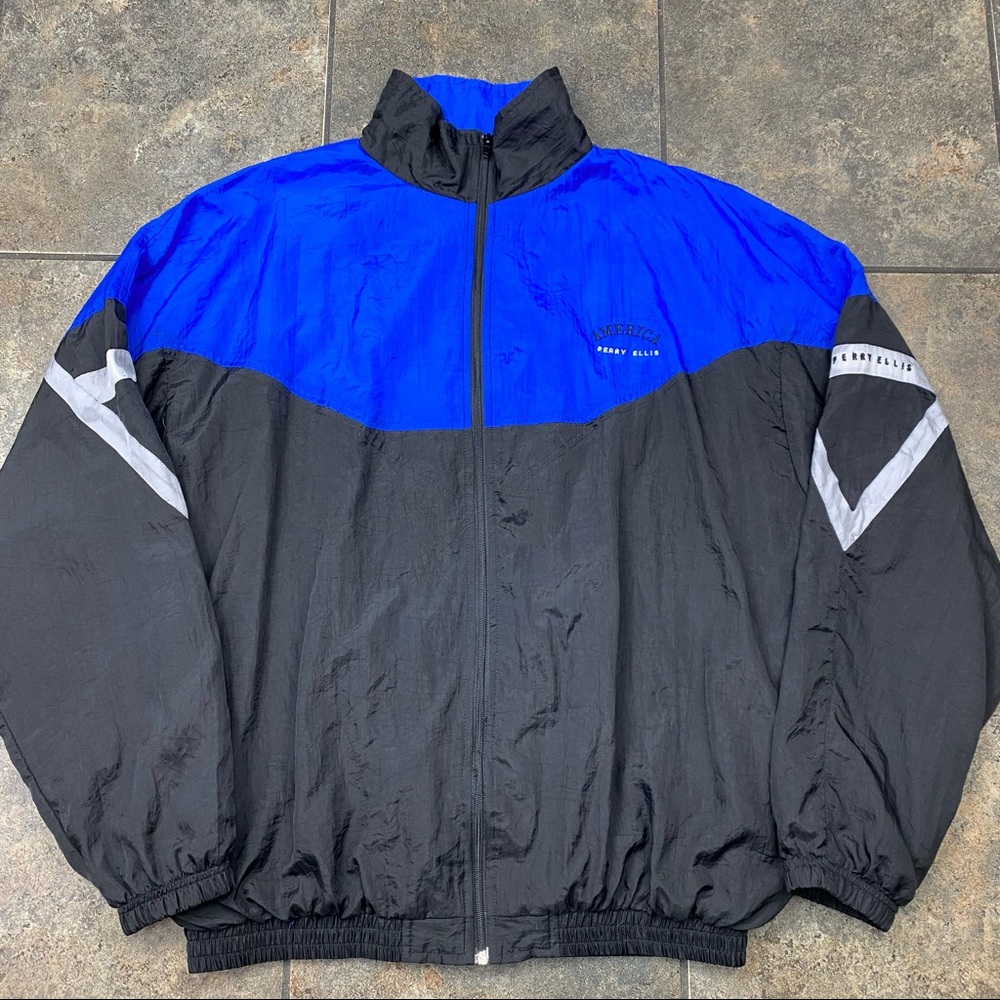 Men’s Vintage Perry Ellis America Full Zip Windbreaker Jacket Size XL